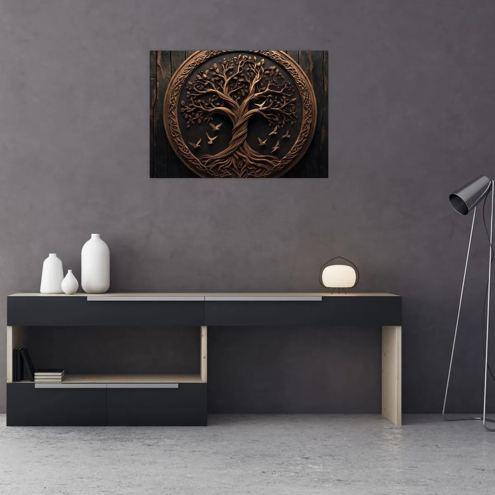 Tablou – Arborele vieții din lemn (70x50 cm)