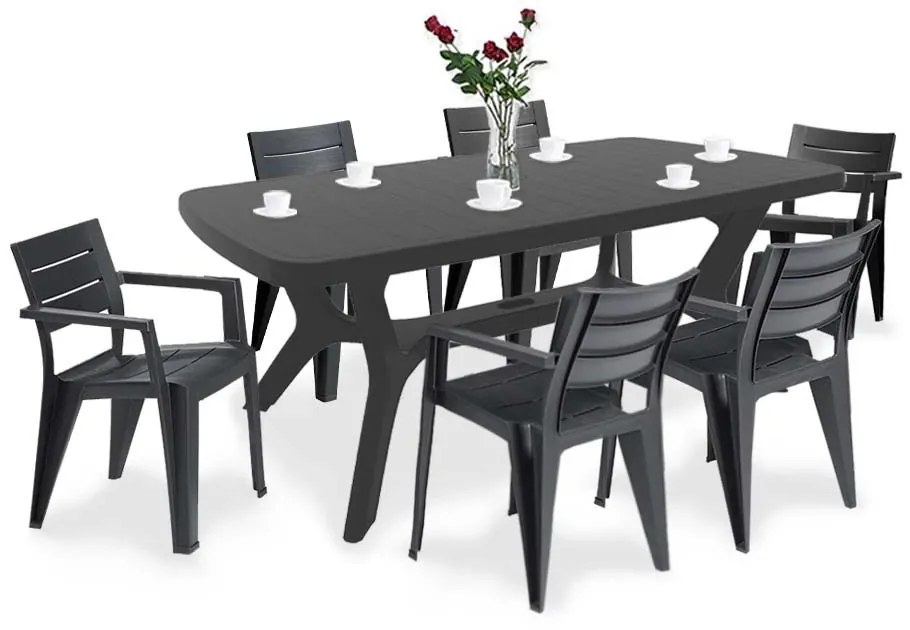 Set mobilier de grădină Juliemore 6+1, grafit