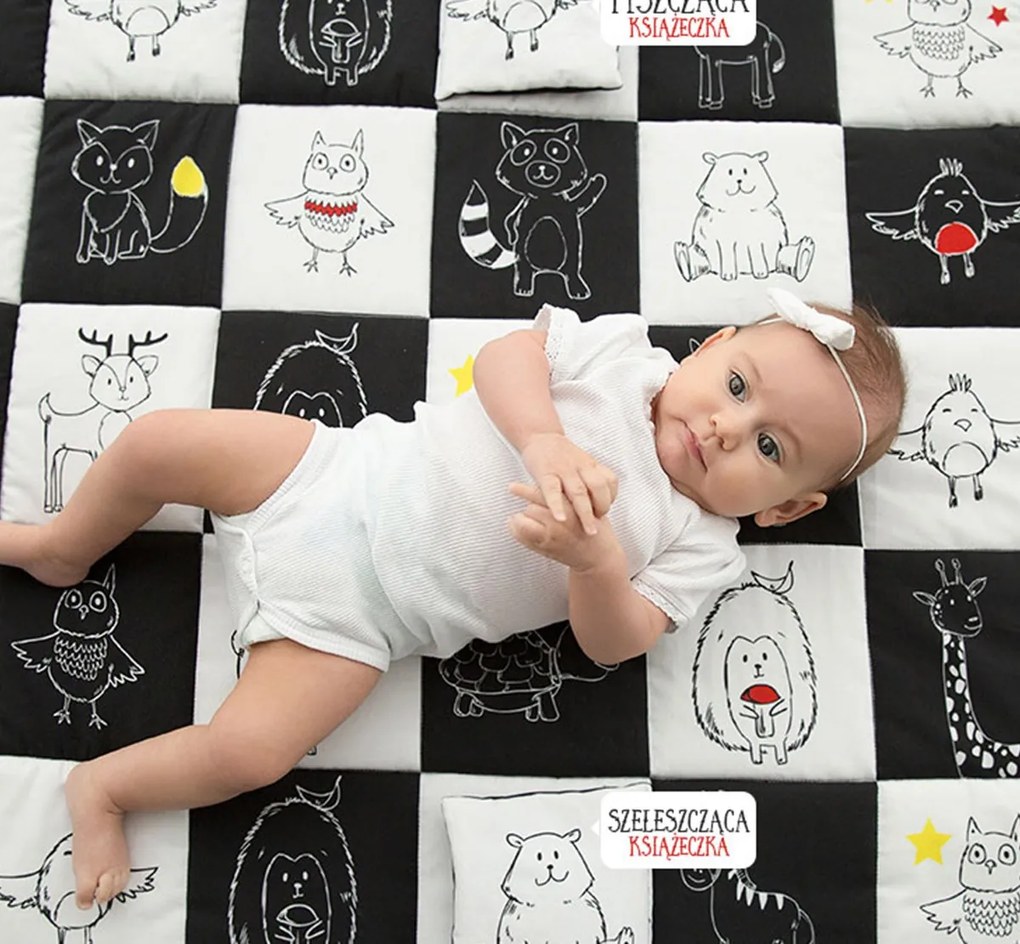 Covor de joaca termoizolant pentru bebe, activitati senzorial ,   Contrast 120x140cm