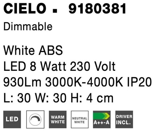 Plafoniera LED dimabila design cer înstelat CIELO alb NVL-9180381