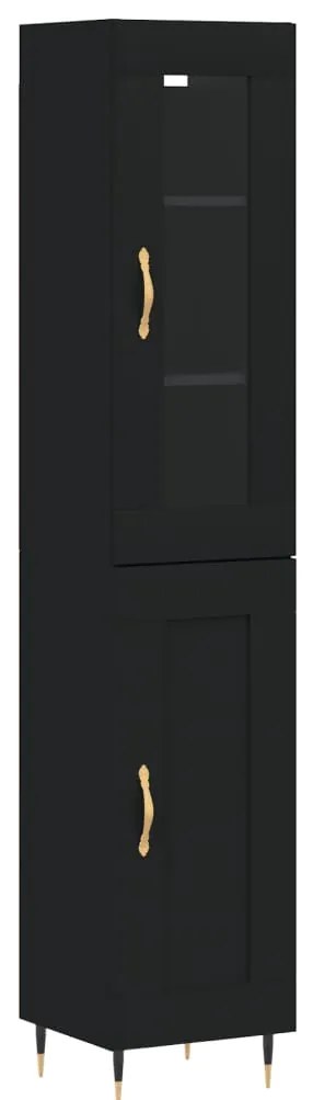3199474 vidaXL Dulap înalt, negru, 34,5x34x180 cm, lemn prelucrat