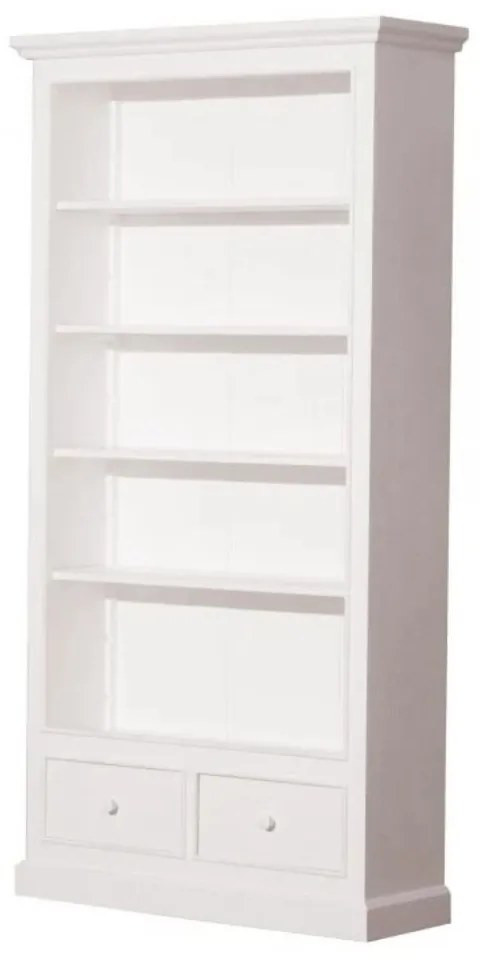 Biblioteca, alba, din lemn masiv, L108 cm, aspect vintage, Classic