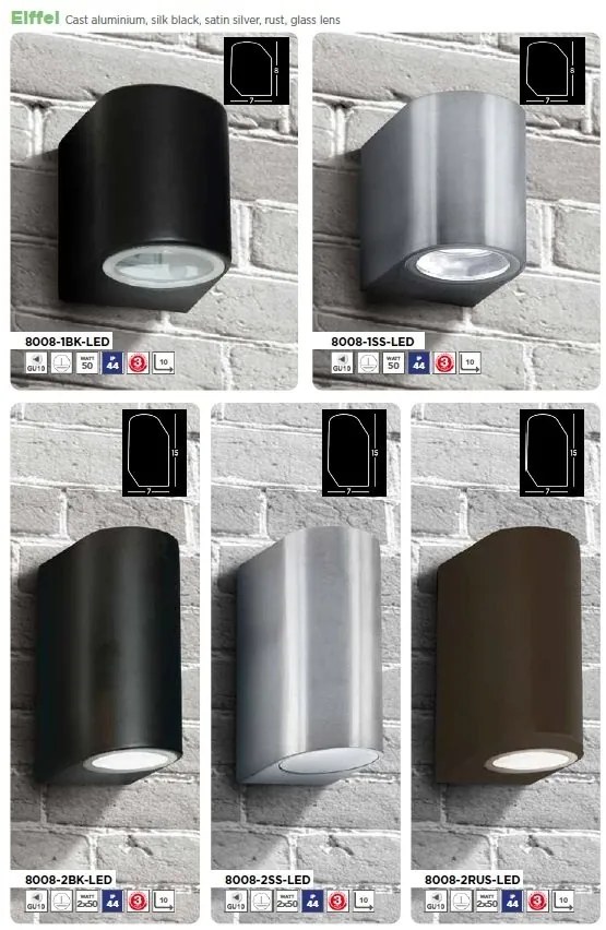 Aplica perete exterior IP44 Up and Down Eiffel 2L