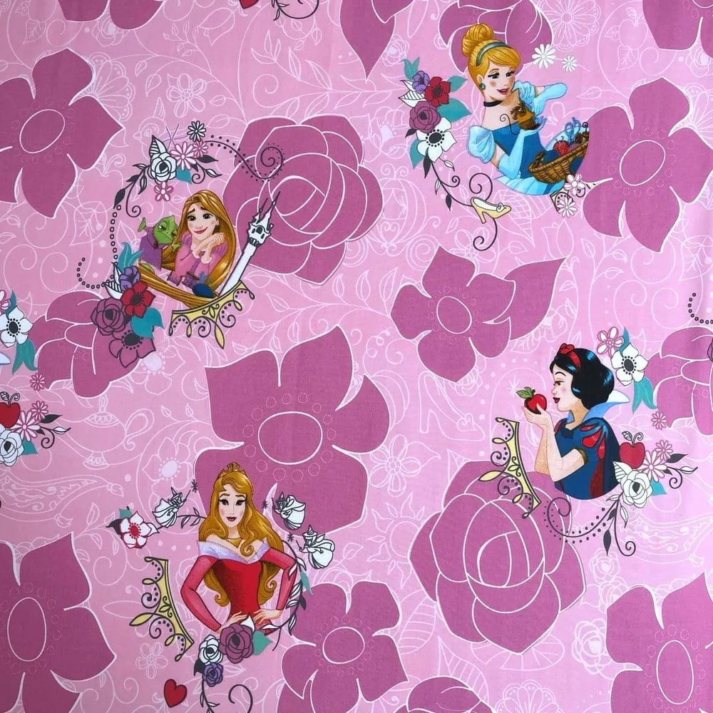 Cearceaf pentru copii roz din bumbac cu elastic 90x200 cm The Pincesses "Pink" – Jerry Fabrics