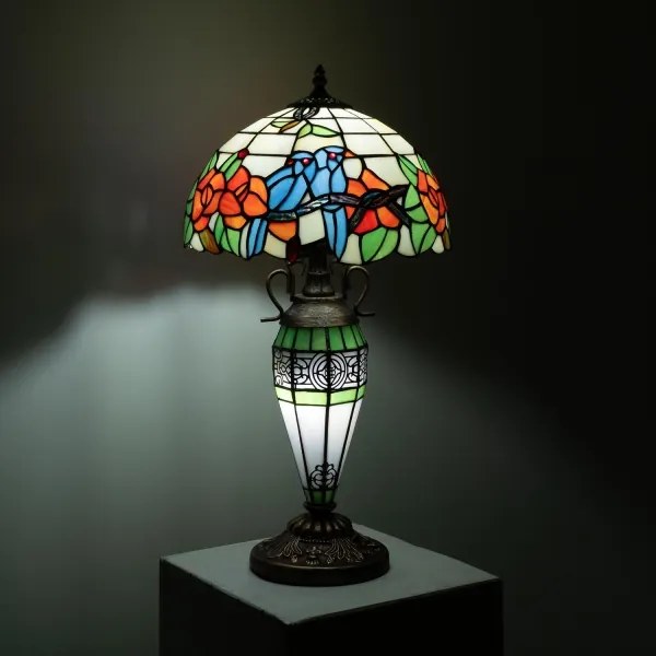 BRILAGI - Lampă de masă Tiffany din vitralii JUNGLE 1xE27/60W/230V + 1xE14/40W