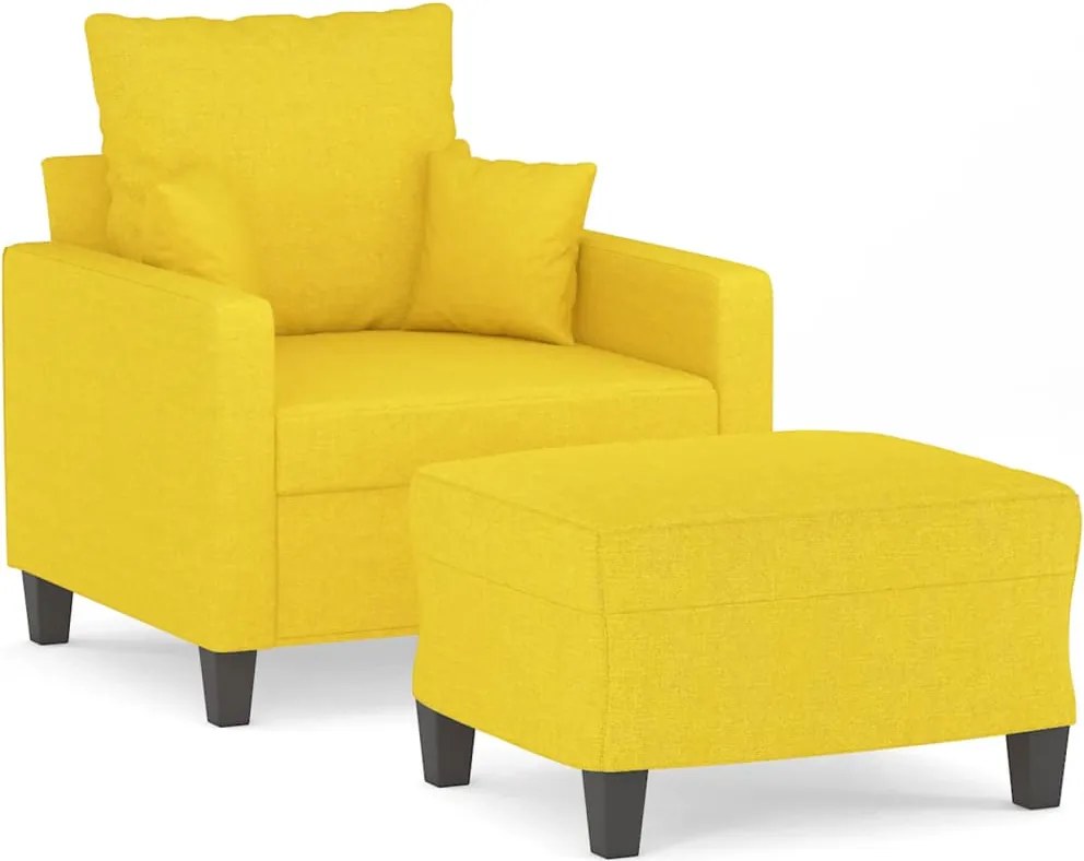 vidaXL Fotoliu canapea cu taburet, galben deschis, 60 cm, textil