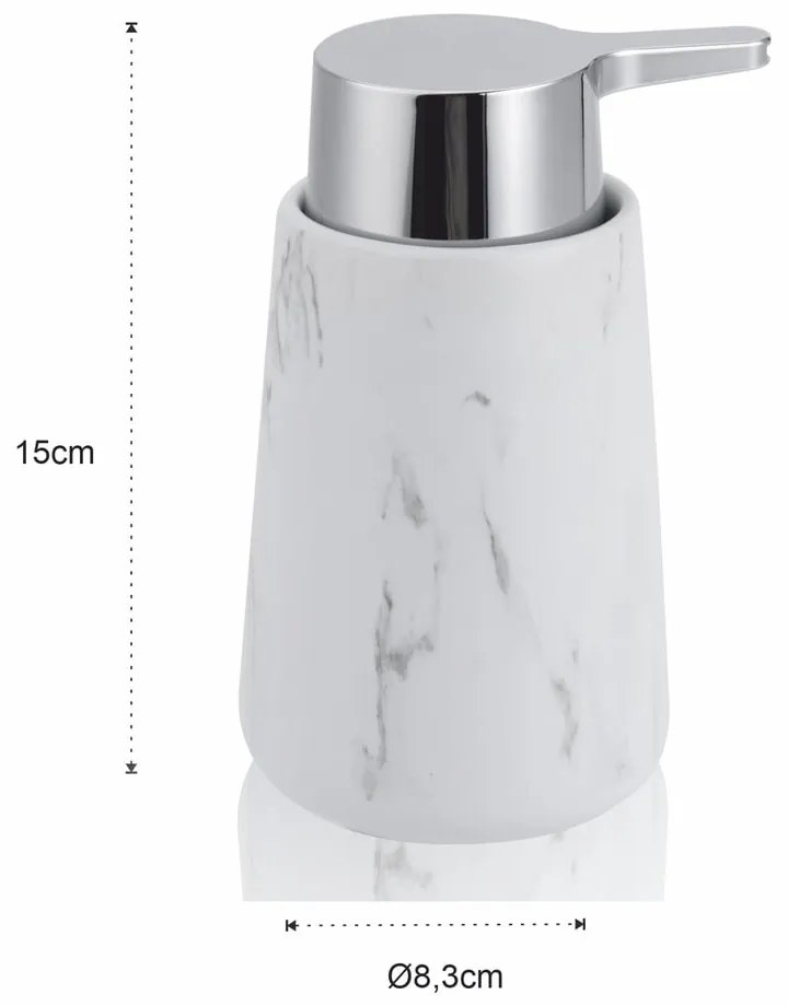 Dozator de săpun lichid alb din ceramică 200 ml Marble - Tomasucci