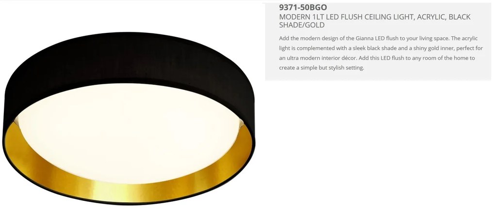 Lustra LED moderna 50cm Gianna negru/auriu 9371-50BGO SRT