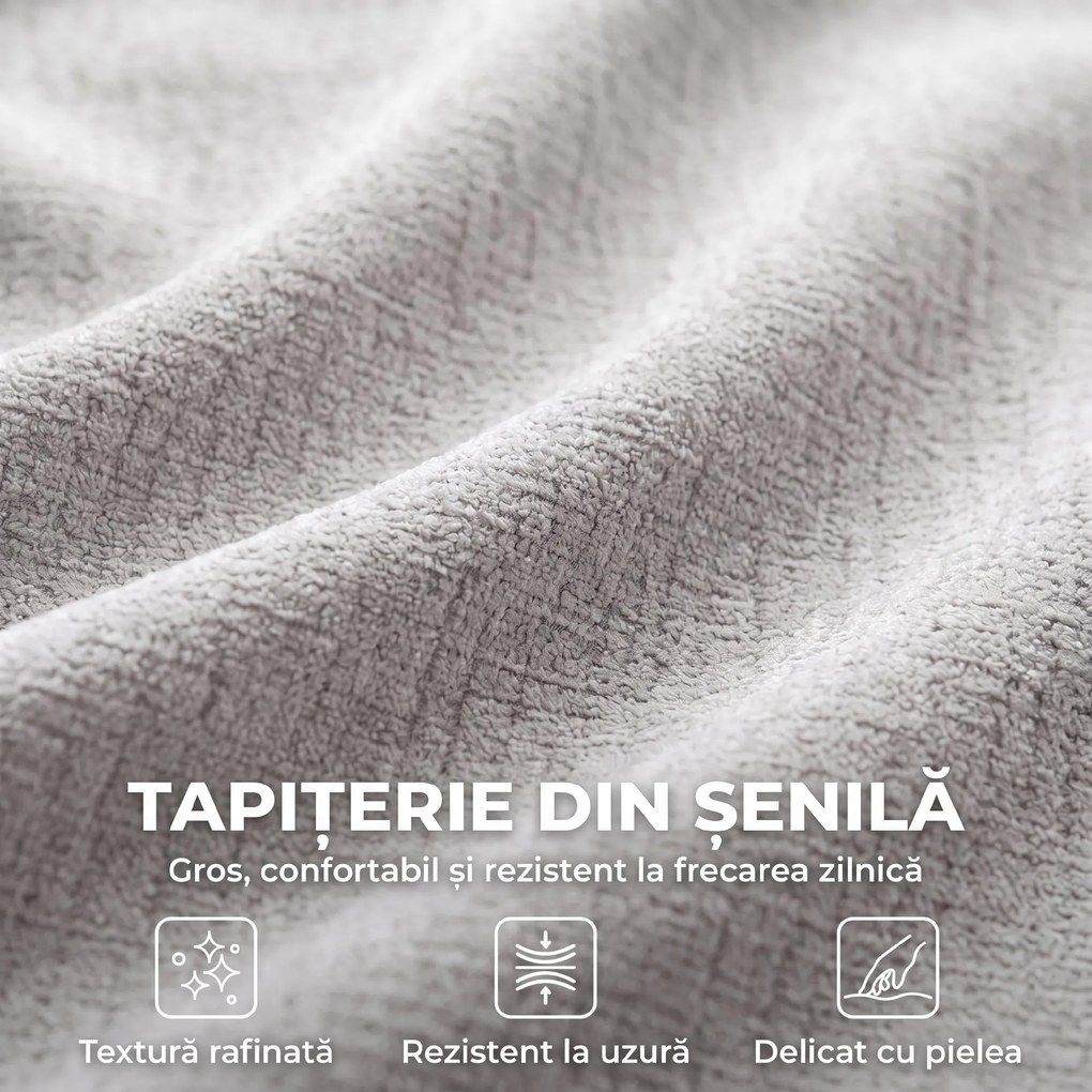 HOMCOM Canapea 3 Locuri cu Șezut Larg și Tapițerie Chenille, Spumă, 244x95x70 cm, Gri Deschis | Aosom Romania