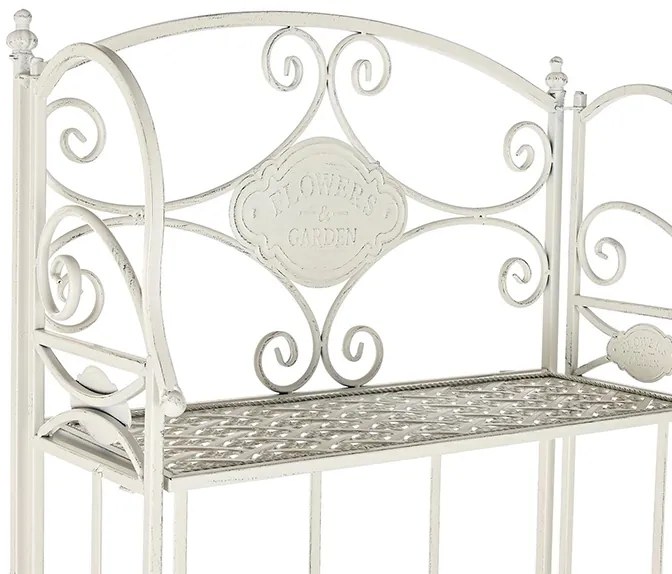 Etajera vintage din metal, Khora, alb, 61x29x163.5cm