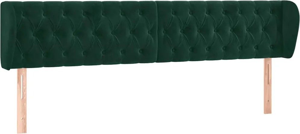 vidaXL Tăblie de pat cu aripioare verde închis 183x23x78/88 cm catifea