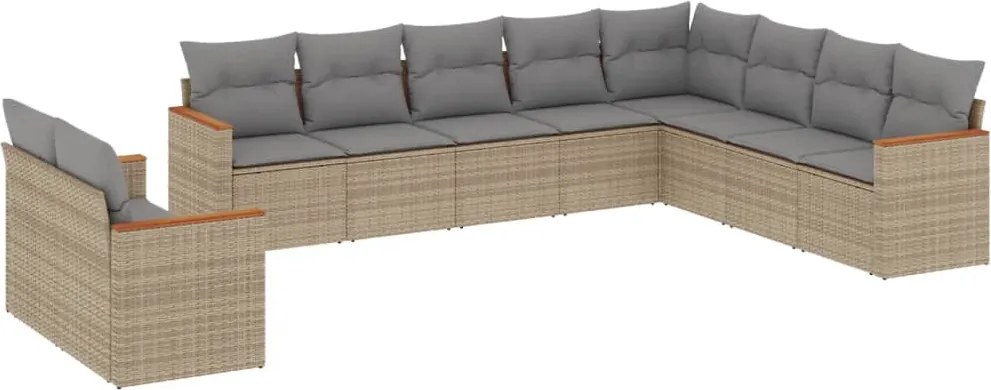 vidaXL Set canapele de grădină cu perne, 10 piese, bej, poliratan
