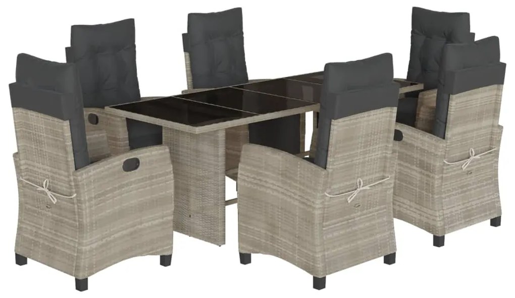 3212930 vidaXL Set mobilier de grădină cu perne, 7 piese gri deschis poliratan