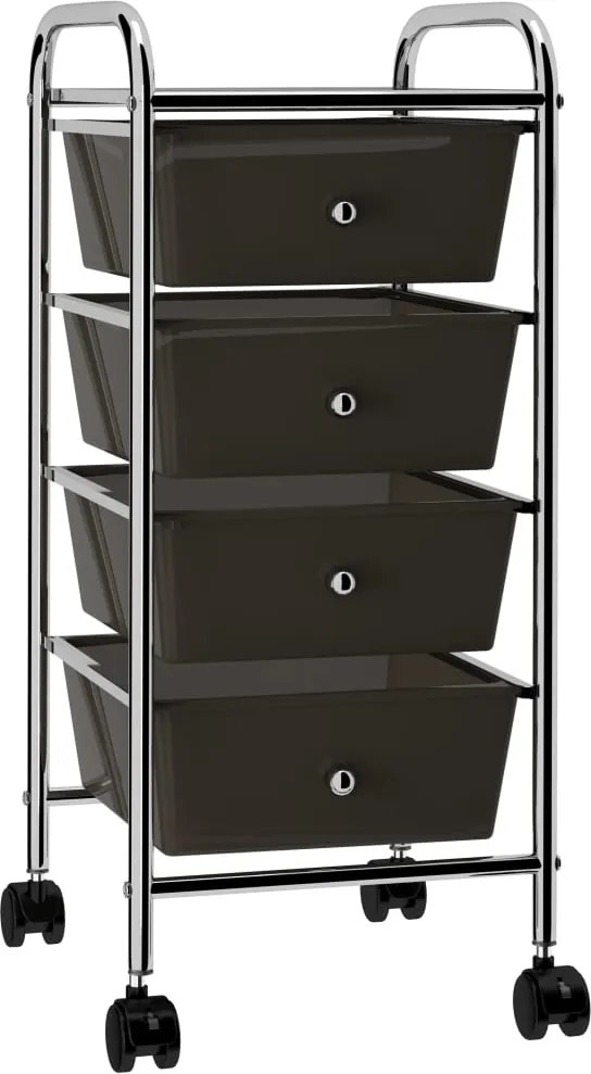 vidaXL Cărucior de depozitare mobil cu 4 sertare, negru, plastic
