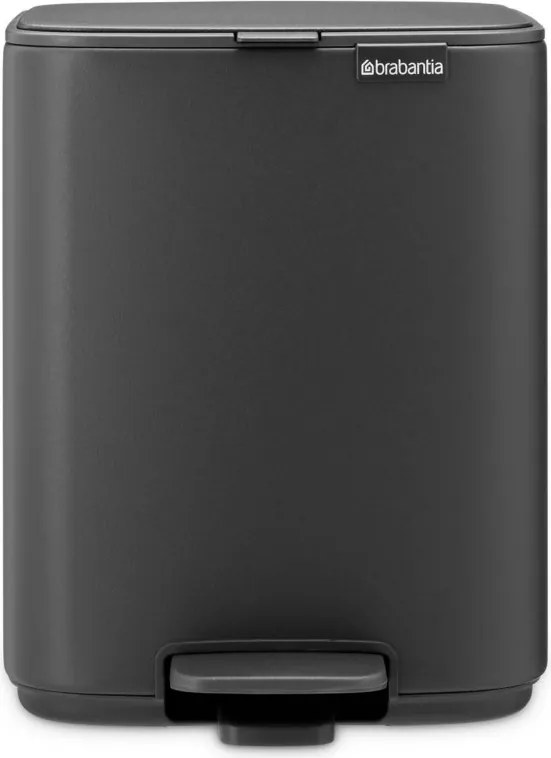 Cos de gunoi Brabantia Bo Pedal 1010132, 7 l, Inchidere lenta, Baza cauciucata, Finisaj mineral, Gri inchis