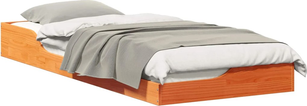 vidaXL Cadru de pat Maroniu cerat 100 x 220 cm Lemn de pin masiv