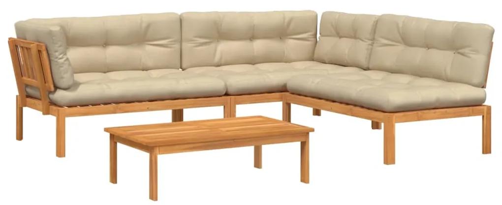 3209501 vidaXL Set canapele de grădină cu perne din paleți 4 piese lemn acacia