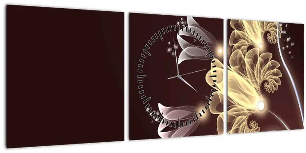Tablou - Flori strălucitoare (cu ceas) (90x30 cm)