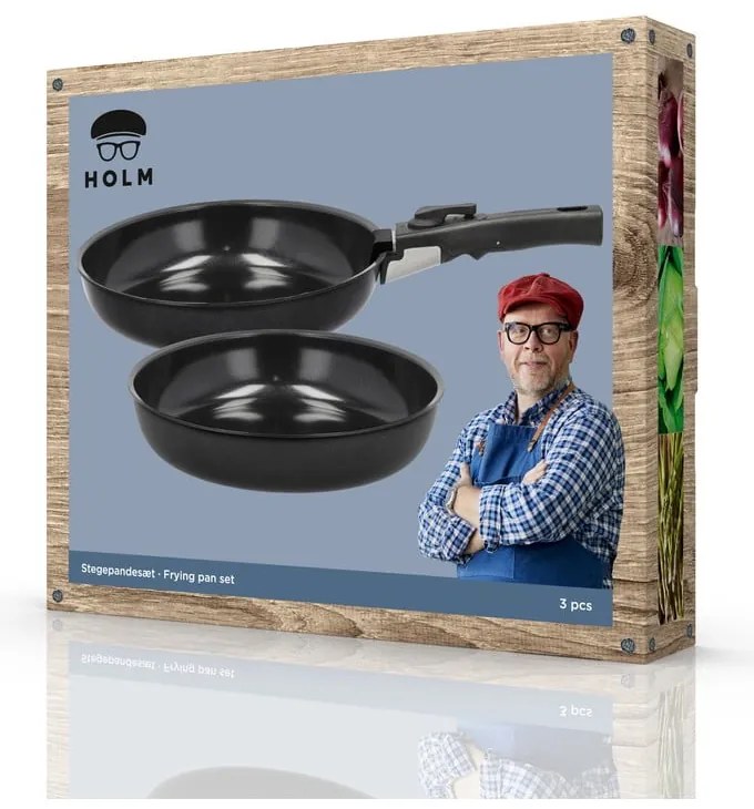 Set de tigăi cu mâner detașabil cu suprafață antiaderentă 2 buc. din aluminiu ø 28 cm – Holm