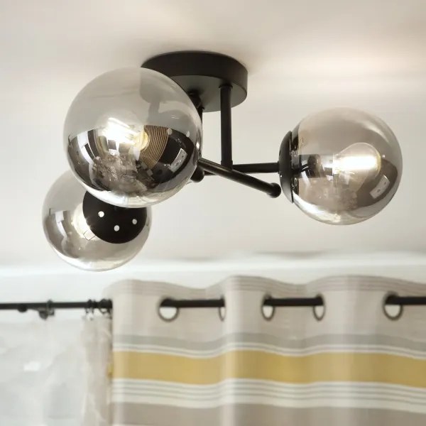 Brilagi - Lustră aplicată MALIVA 3xE14/15W/230V negru/fumuriu