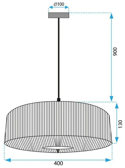 Lampă suspendată din iută și metal 60W Bej