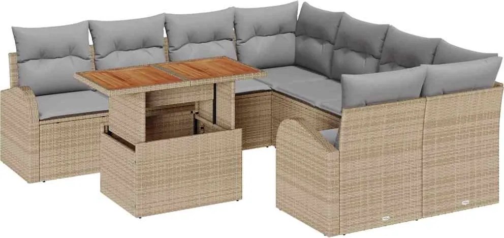 vidaXL Set de canapele pentru grădină Manual 9 pcs bej și gri deschis