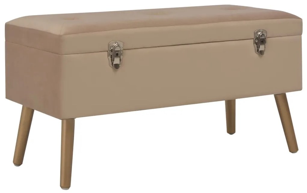 vidaXL Bancă cu un compartiment de depozitare, bej, 80 cm, catifea