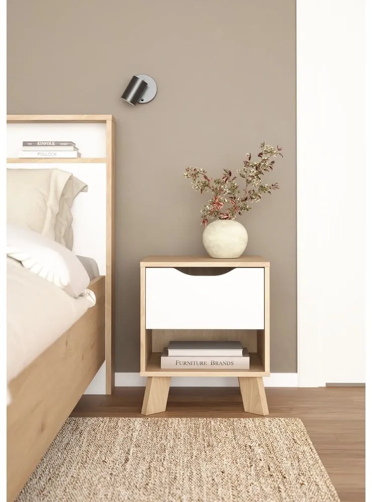 Noptieră albă-în culoare naturală Ikast – Tvilum