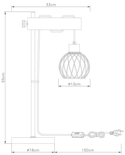 Lampă de masă PAULO 1xE27/15W/230V Globo 15534T