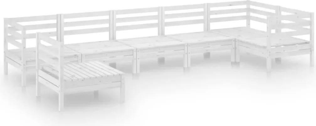 vidaXL Set mobilier de grădină, 7 piese, alb, lemn masiv de pin