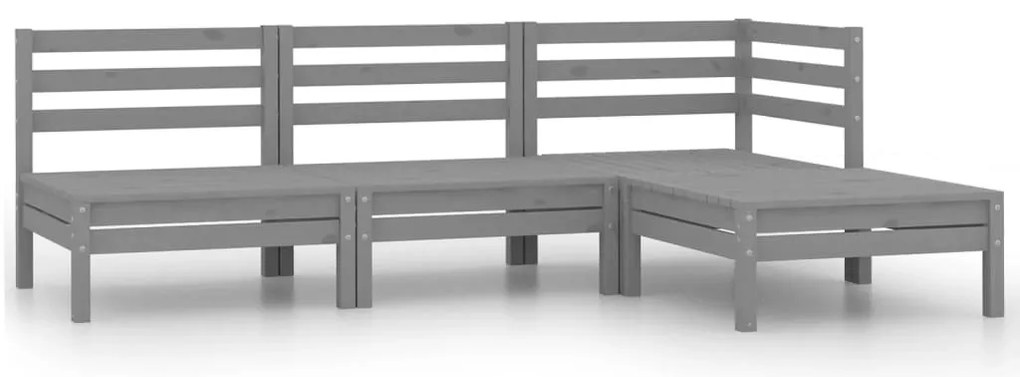 vidaXL Set mobilier de grădină, 4 piese, gri, lemn masiv de pin