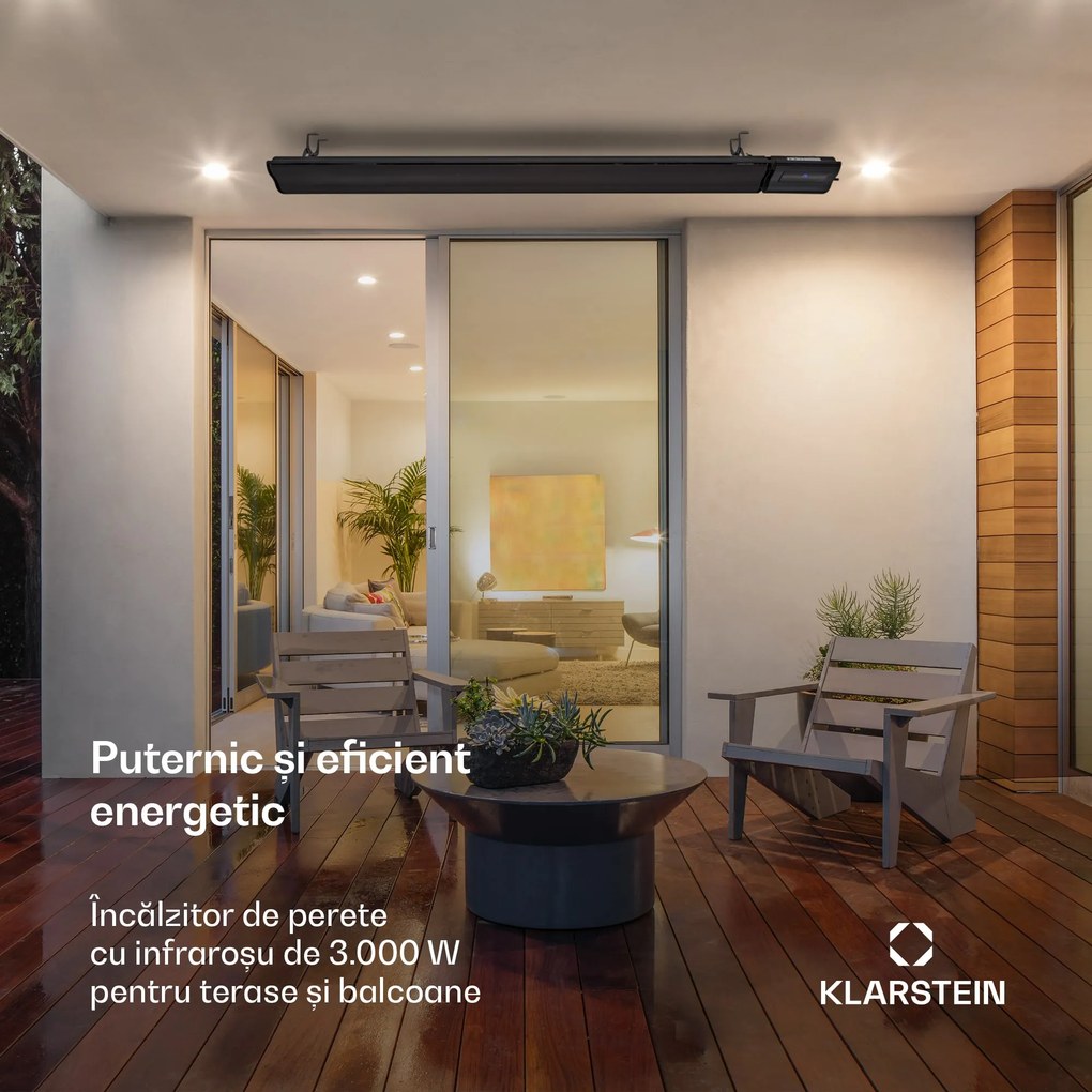 Blumfeldt Cosmic Beam Plus XXL, încălzitor cu infraroșu, 3000 W, IP44, telecomandă, negru