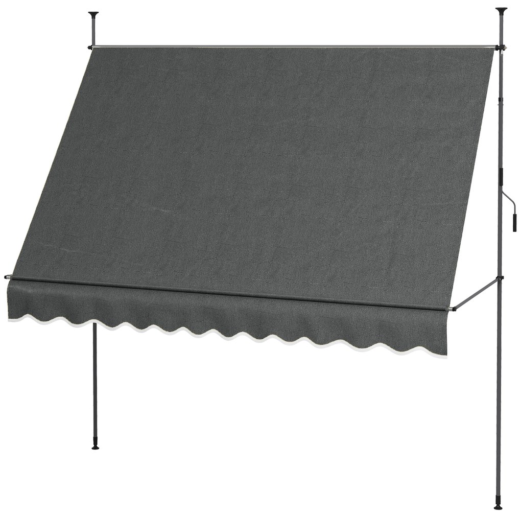 Outsunny Parasol Manual Retractabil pentru Balcon 300x120x210-300 cm cu Manivela Inaltime Ajustabila Impermeabil si Anti-UV Gri Inchis | Aosom Romania