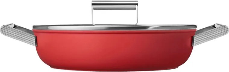 Cratita cu capac Smeg CKFD2811RDM, 28 cm, 3,7 l, Acoperire antiaderenta cu 3 straturi, Cuptor pana la 250°C, Fara PFAS, Toate plietele inclusiv inductie, Rosu