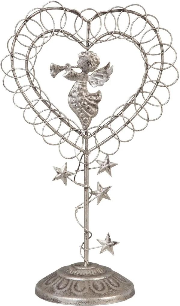 Decoratiune Inger din metal argintiu 13 cm x 8 cm x 24 cm