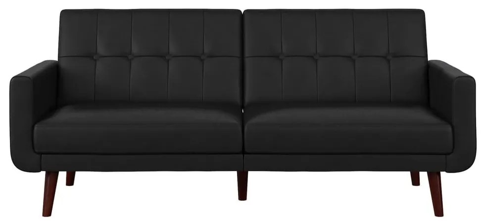 Canapea neagră extensibilă cu tapițerie din imitație de piele 200 cm Nola – Støraa