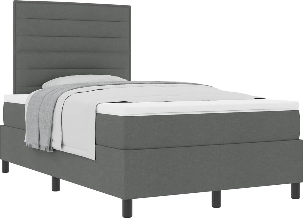 vidaXL Pat cu arcuri cu saltea Gri închis 120 x 190 cm țesătură