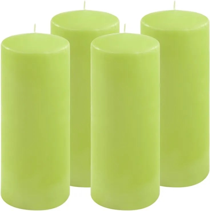 Set de lumânări , 25 cm, Ø 10 cm, verde deschis, 4 buc