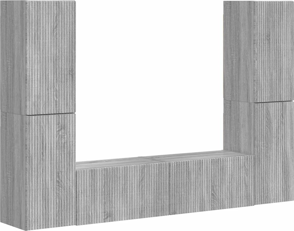 vidaXL Set comodă TV 6 pcs Gri Sonoma Lemn compozit