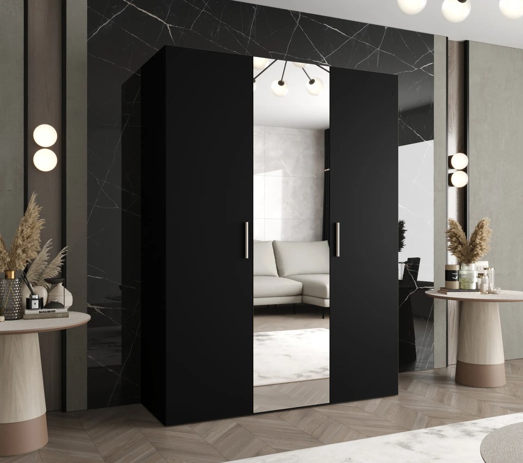 Dulap de haine 150 cm Borry 2 (Negru + Argintiu). 1125817
