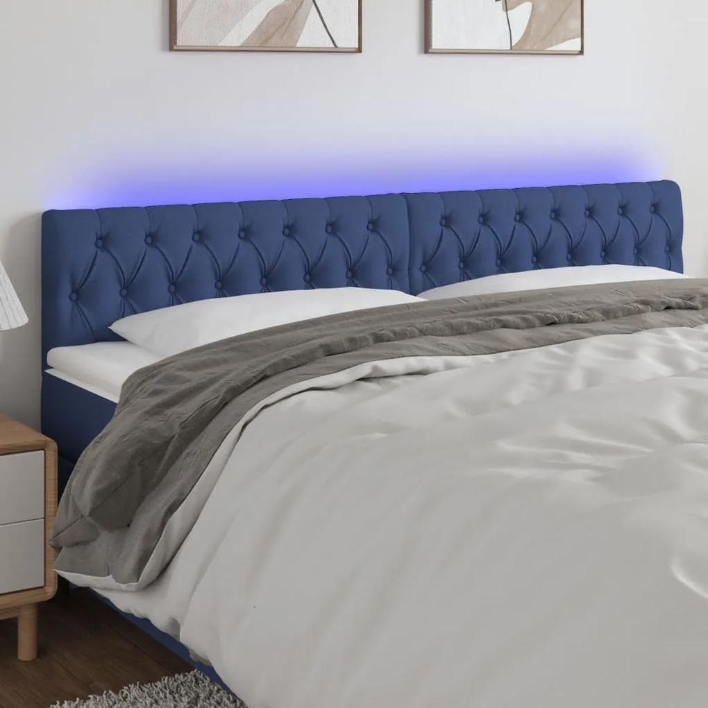 3121976 vidaXL Tăblie de pat cu LED, albastru, 200x7x78/88 cm, textil