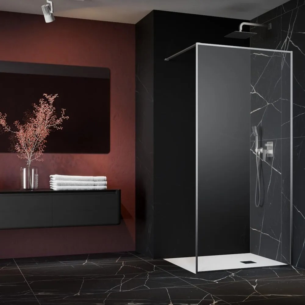 Paravan de dus tip Walk-in Radaway Modo F II nichel periat-transparent 95 cm sticla securizata 8 mm