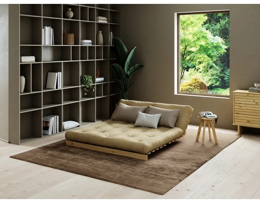 Canapea galbenă extensibilă 160 cm Roots - Karup Design