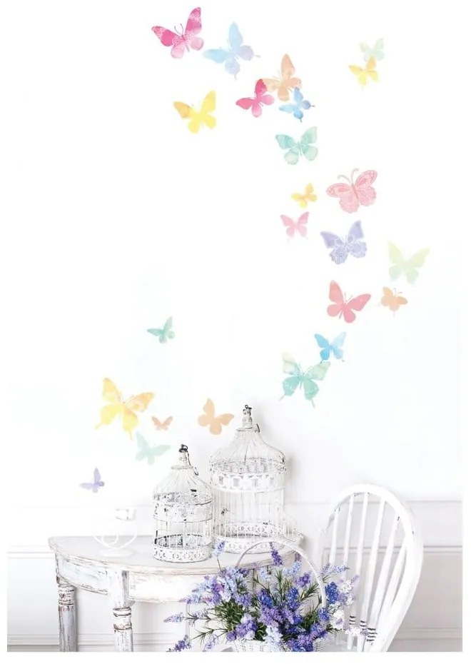 Set 24 autocolante Ambiance Artistic Butterflies