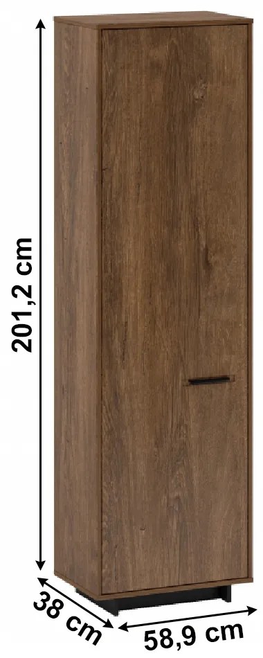 Dulap cu rafturi Diram V1 (Stejar bolzano + negru). 1034112