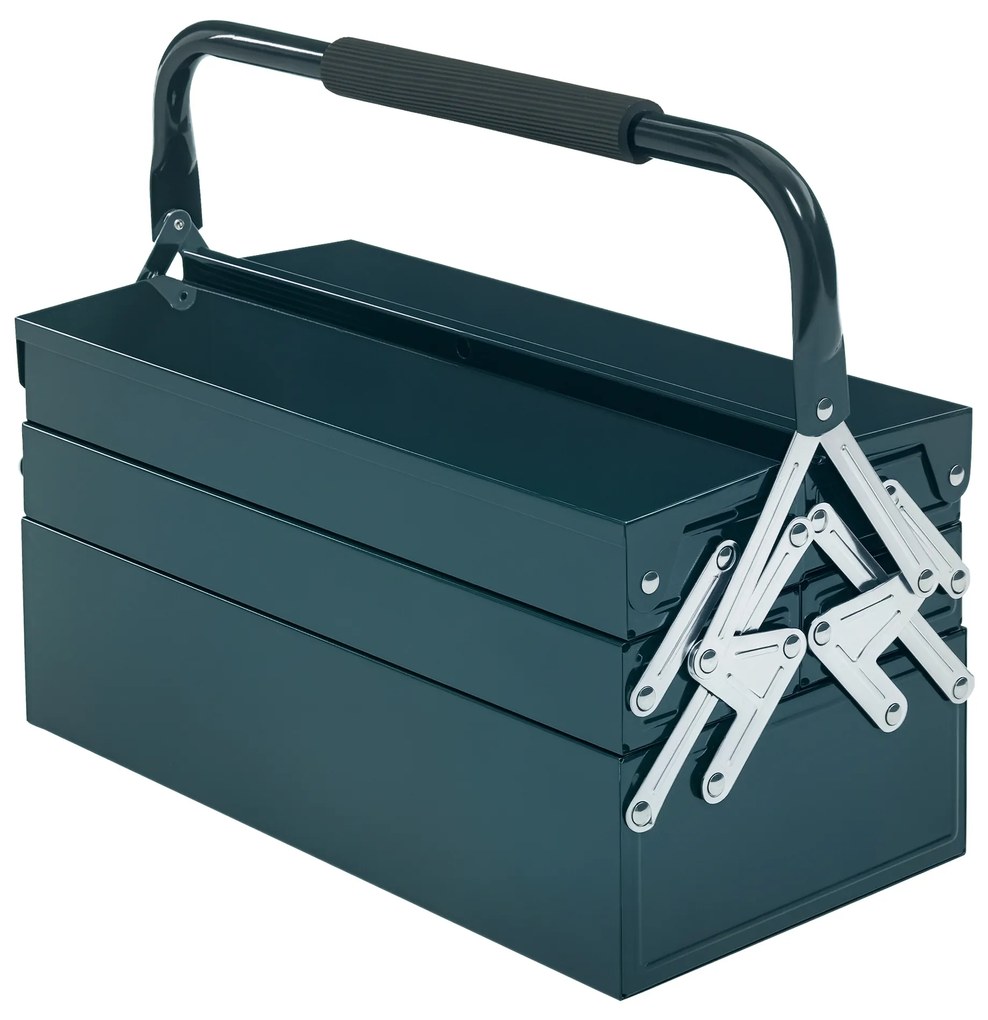 DURHAND Cutie de unelte Caseta de unelte Montaj Cufăr de unelte gol economisire spațiu cu 5 rafturi pliante stabil Oțel (SPCC) Verde închis 45 x 20 x 34,5 cm | Aosom Romania