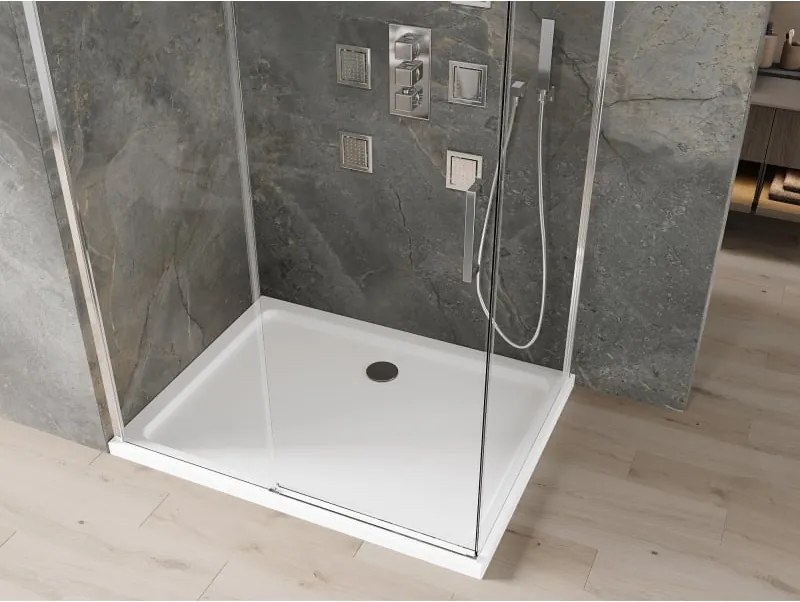 Mexen Omega cabina de duș culisantă 120 x 70 cm, transparentă, cromată + cadă Flat - 825-120-070-01-00-4010
