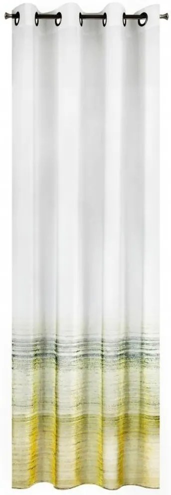 Perdea albă cu inele suspendate imbogatita cu un element colorat 140 x 250 cm