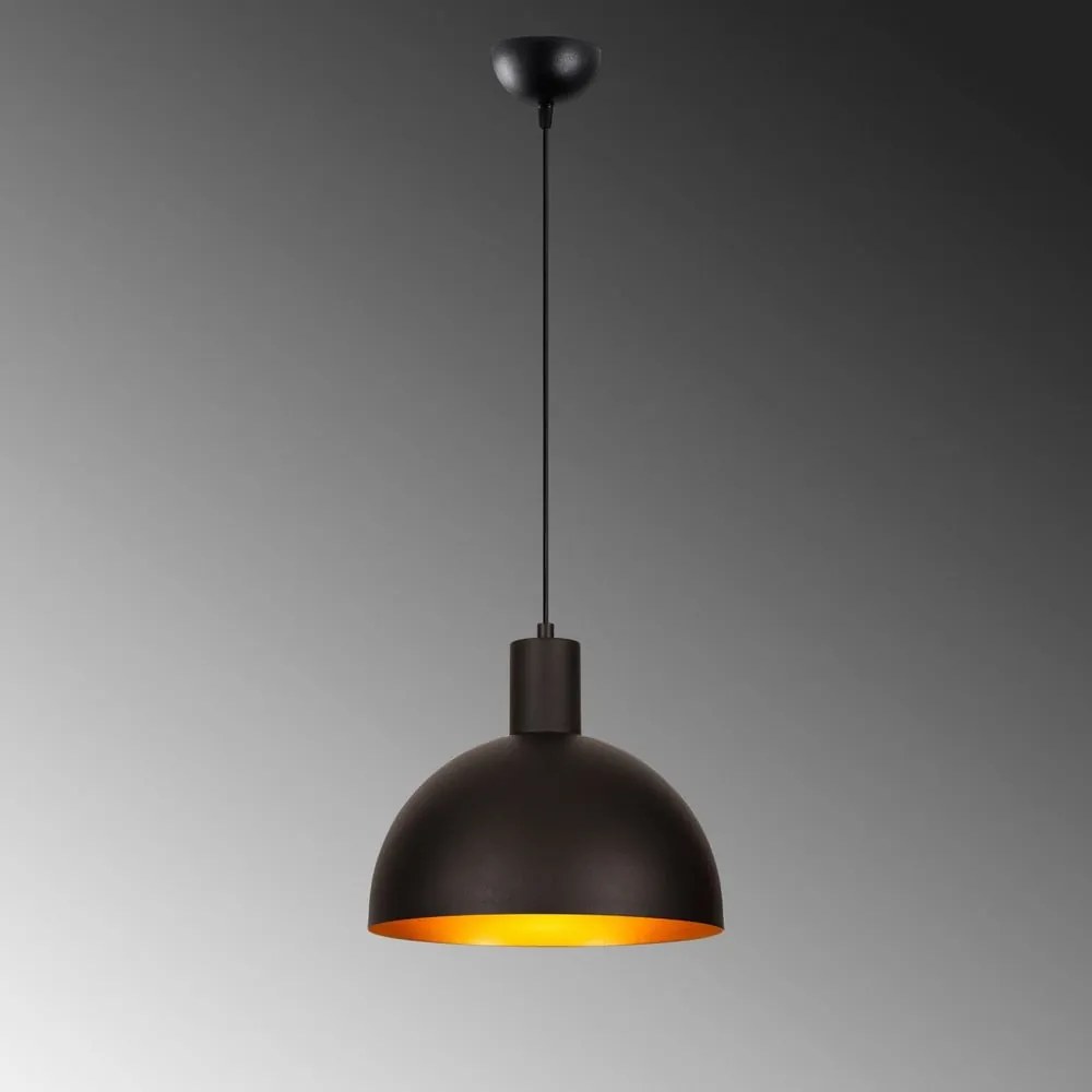 Lustră neagră/aurie cu abajur din metal ø 30 cm Bakh – Opviq lights
