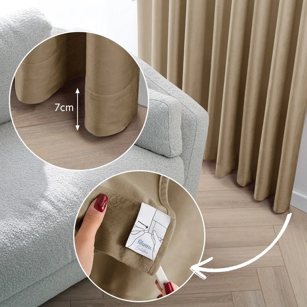 Draperie bej dimout (semi-opacă) din catifea 140x225 cm Velto – Filumi